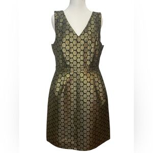 J. Crew Gold and Black Midi Dress